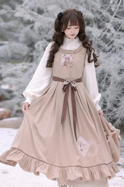 Antique Lace Corduroy Dress + Blouse