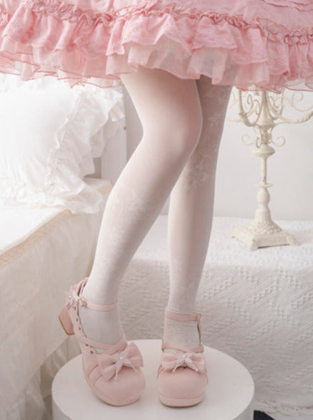 Lolita Sweet Mid-heel Round Toe Ribbon Shoes