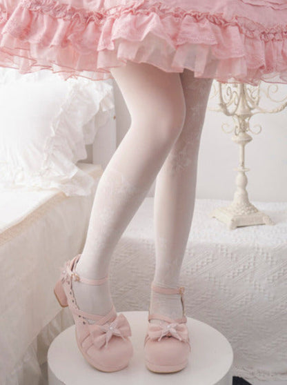 Lolita Sweet Mid-heel Round Toe Ribbon Shoes