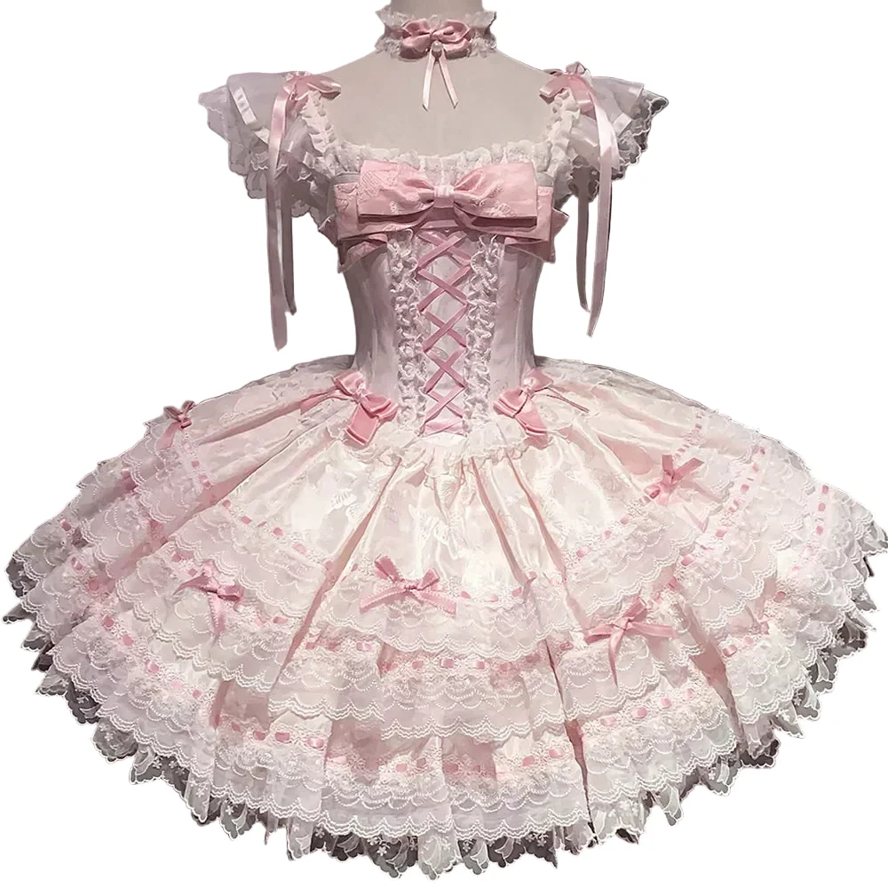 【予約商品】プリンセスリボンレースアップロリータドレス+アクセサリー