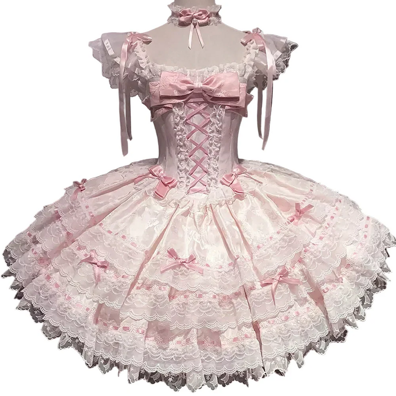 【予約商品】プリンセスリボンレースアップロリータドレス+アクセサリー