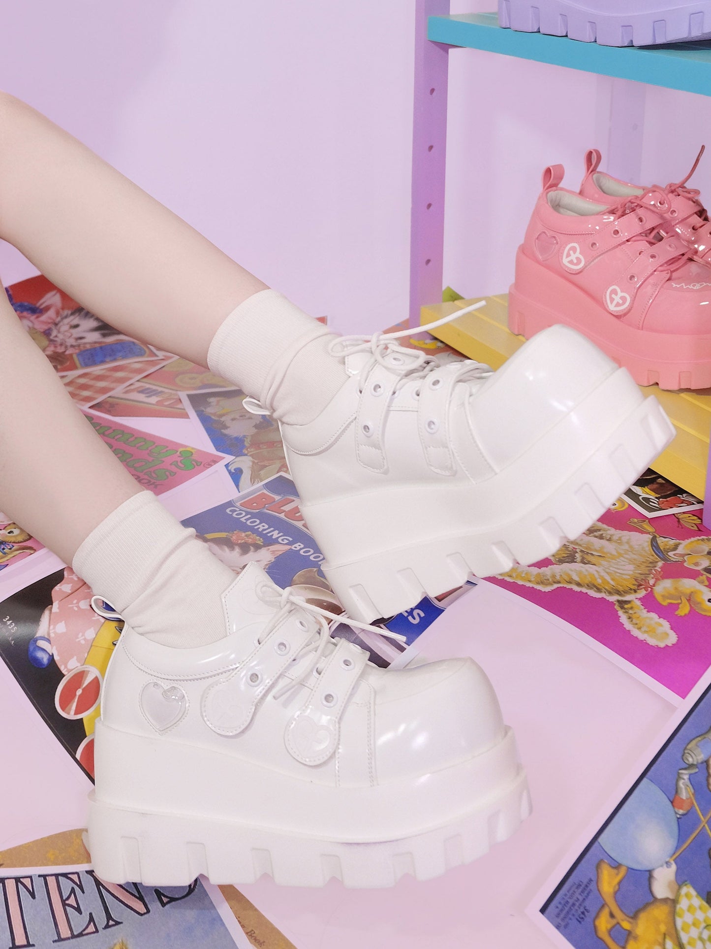 Punk Love Cross Macaron Subculture Platform Shoes