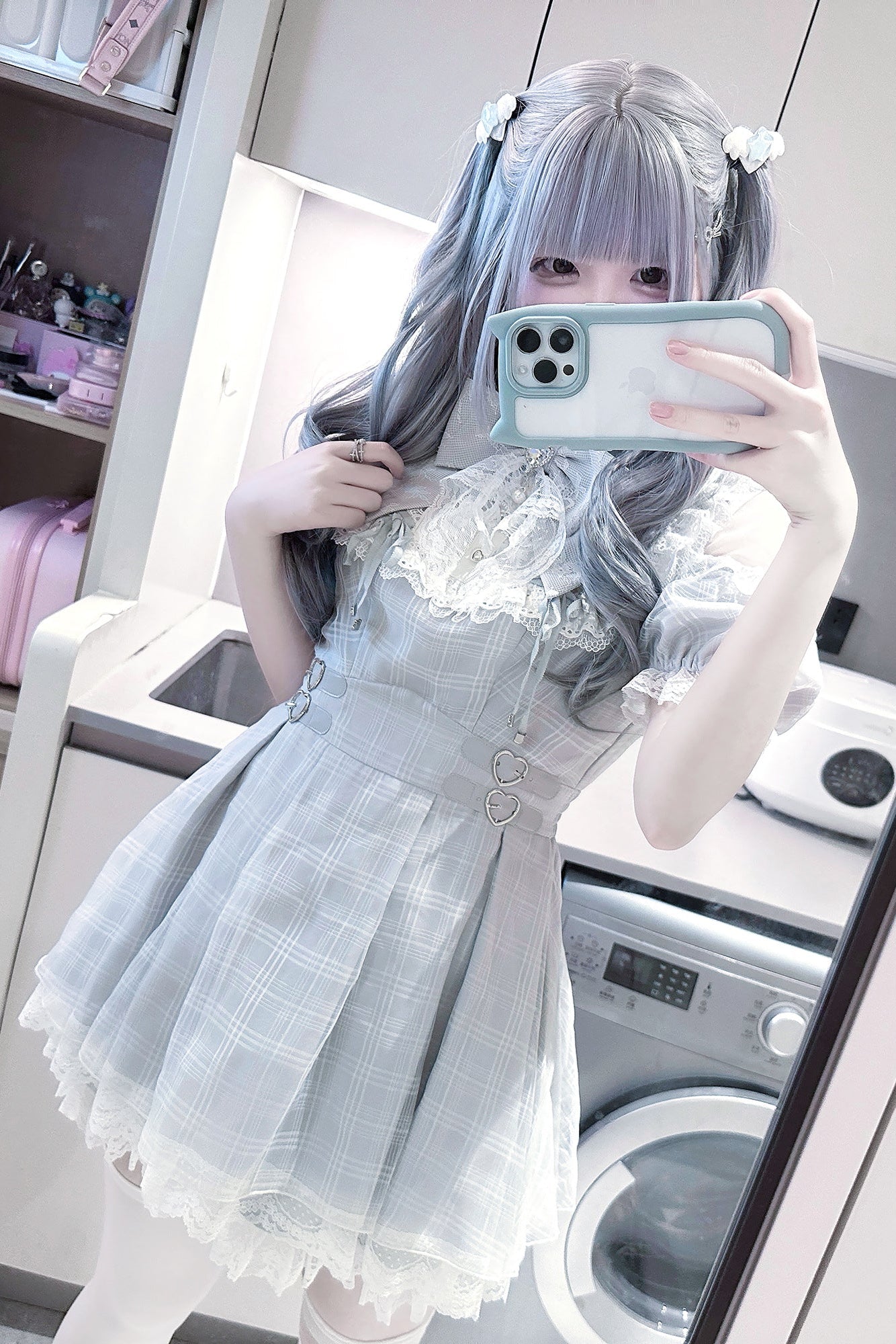 [pre-order] Angel Gray Blue Plaid Dress