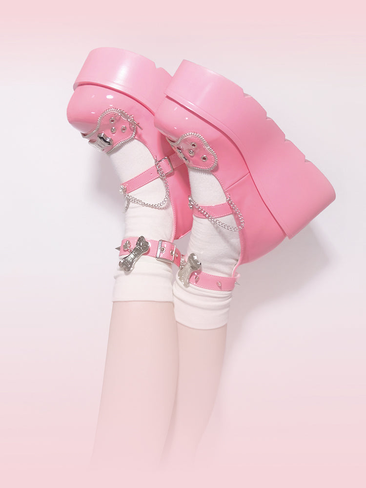 Punk Rivet Bone Millennium Platform Shoes
