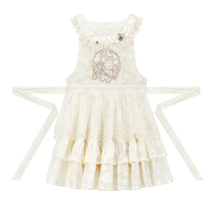 Chinese-style Pastel Top + Apron + Bow + Necklace + Brooch + Hair Accessories