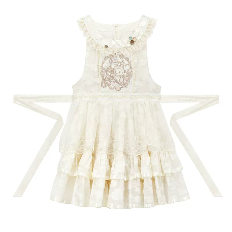 Chinese-style Pastel Top + Apron + Bow + Necklace + Brooch + Hair Accessories