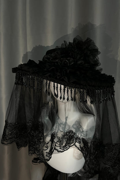 Sheer Design Lace Gothic Lolita Hat