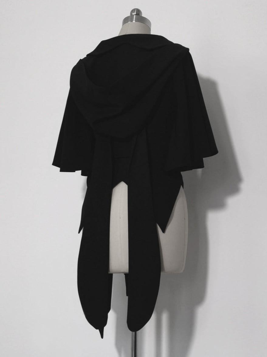 Rabbit Retro Dark Cool Rabbit Ears Hoodie Set [cape Coat / Blouse / Short Pants]