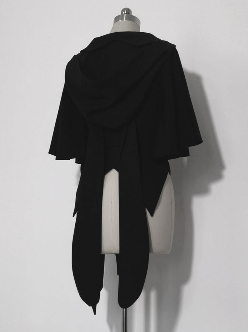 Rabbit Retro Dark Cool Rabbit Ears Hoodie Set [cape Coat / Blouse / Short Pants]