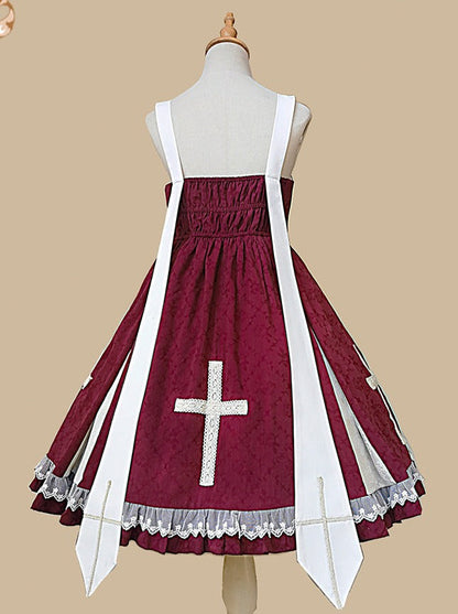 Cross Lolita Dress + Short Jacket + Headband + Veil + Collar