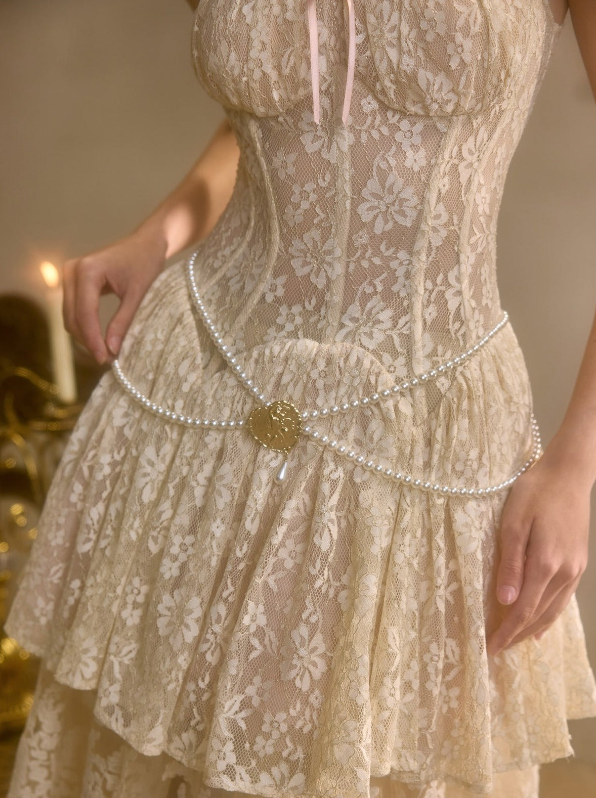 [pre-order] Sweet Waltz Lace Camisole + Long Skirt + Peplum Belt