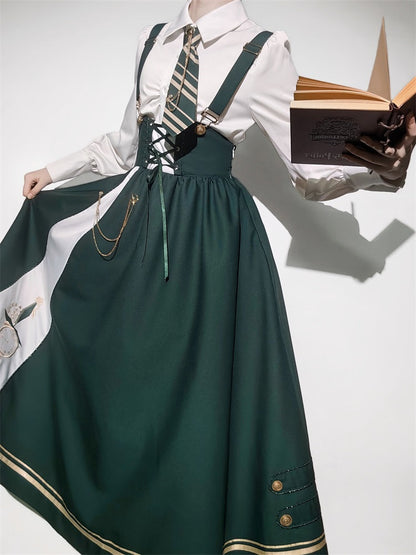 New Time Traveler Short Cape + Blouse + Lace-up Flare Skirt