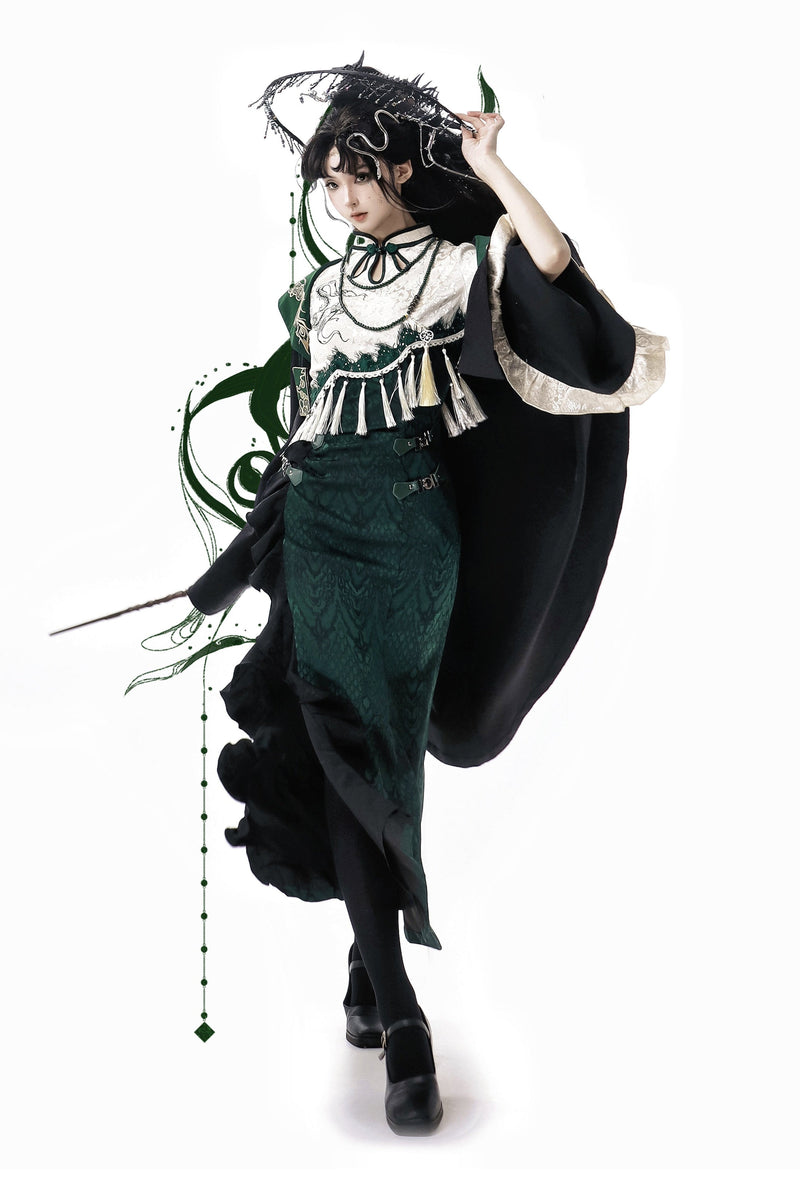 [pre-order] Chinese-style Snake Coat Hoodie Cape Tassel Dress Suit
