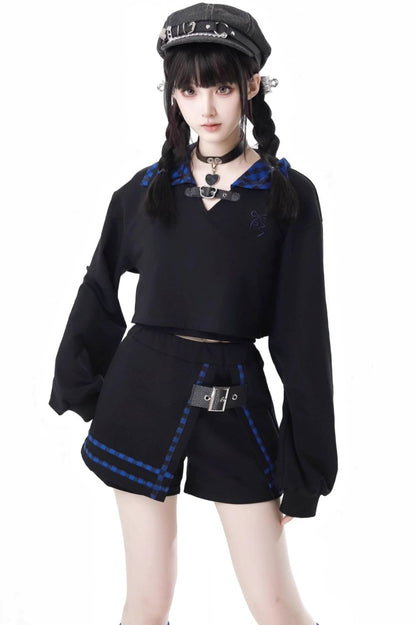 Blue Grid Cat Ear Set