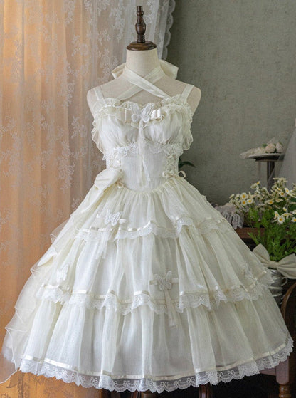 Light Flower Wedding Lolita Dress + Halterneck Suspender Dress