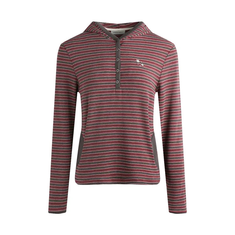 Striped Hooded Knit Tops