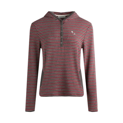 Striped Hooded Knit Tops