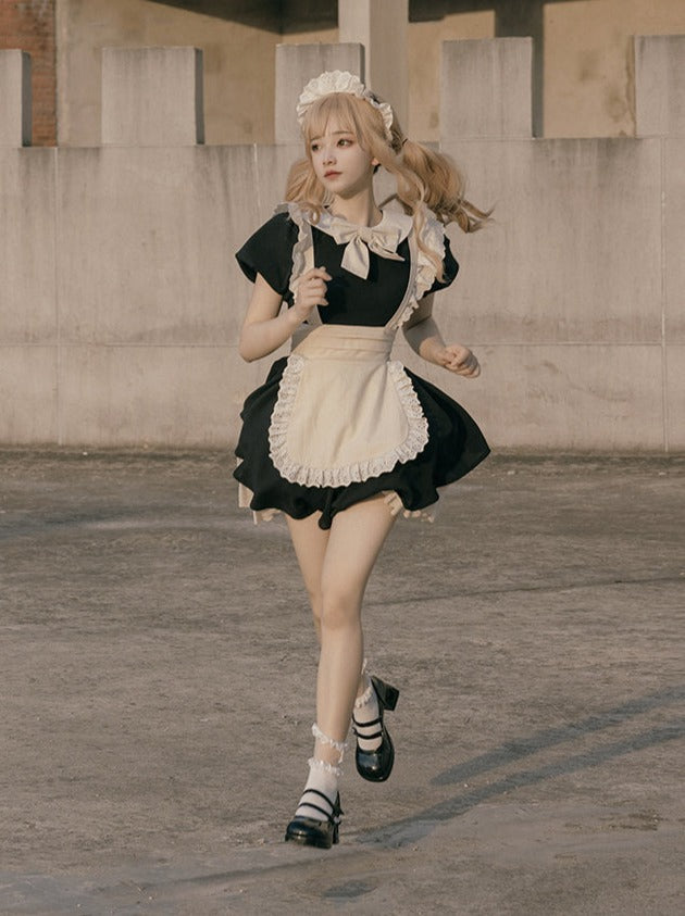 Pleated Lace Maid Dress