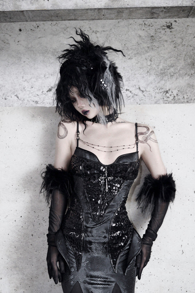 [pre-order] Snake Eyeshadow Dark Mode Dress + Mesh Gloves