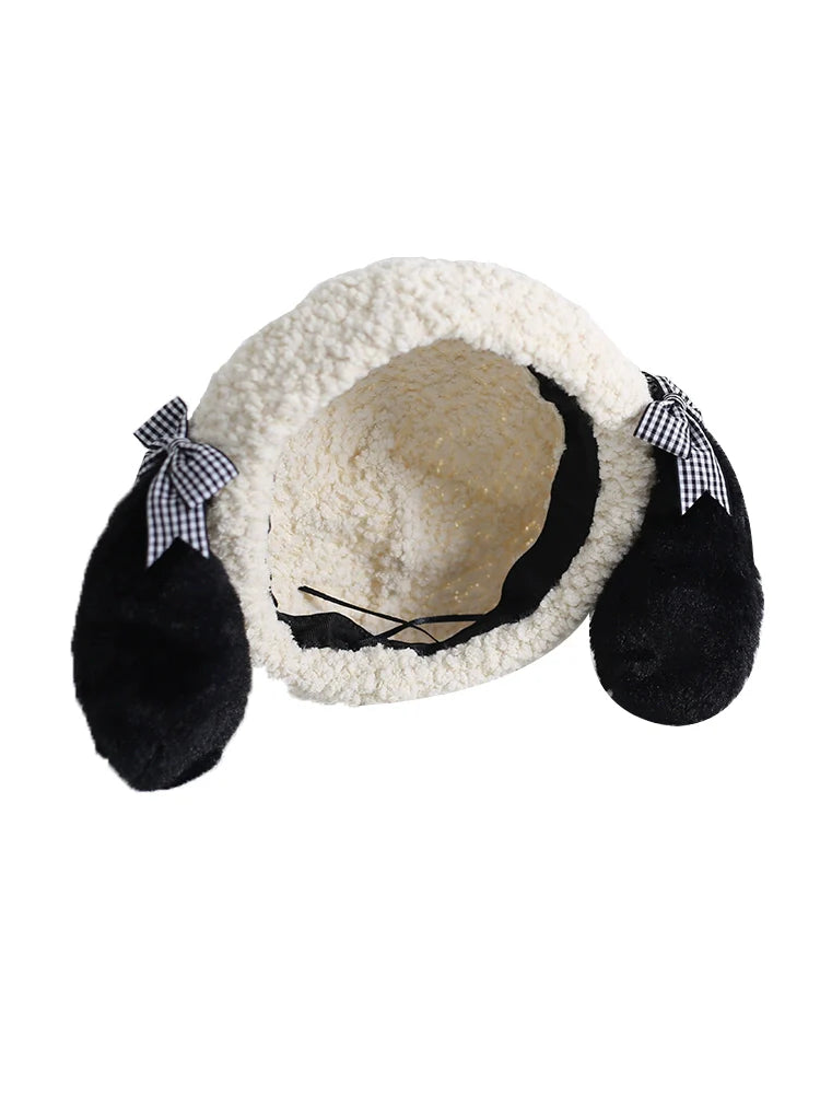 Dog Fur Plaid Bow Beret