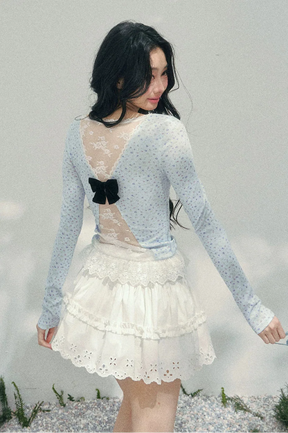 Back Lace Ribbon Garden Top