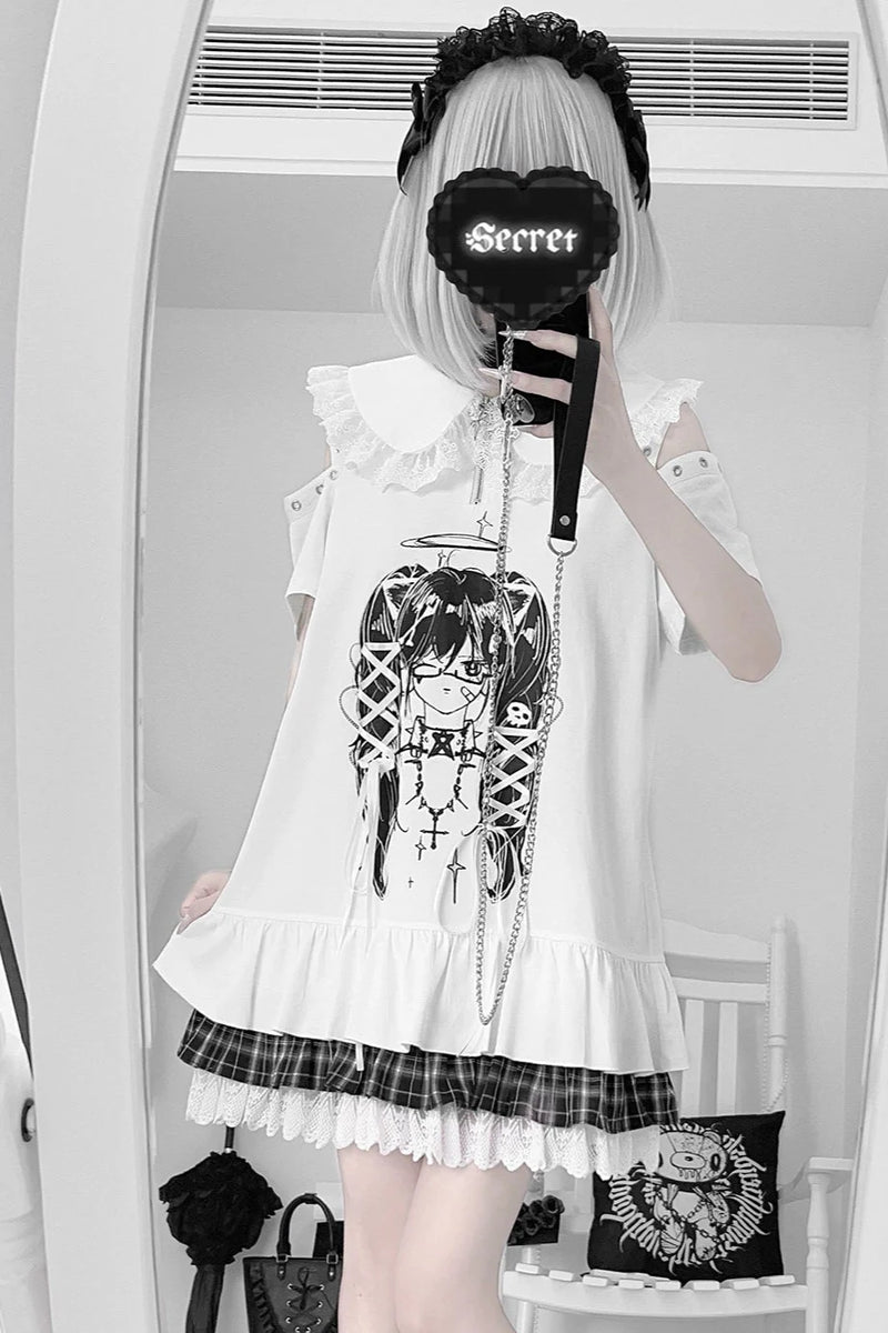 Subculture Print Off Shoulder Tie Dress