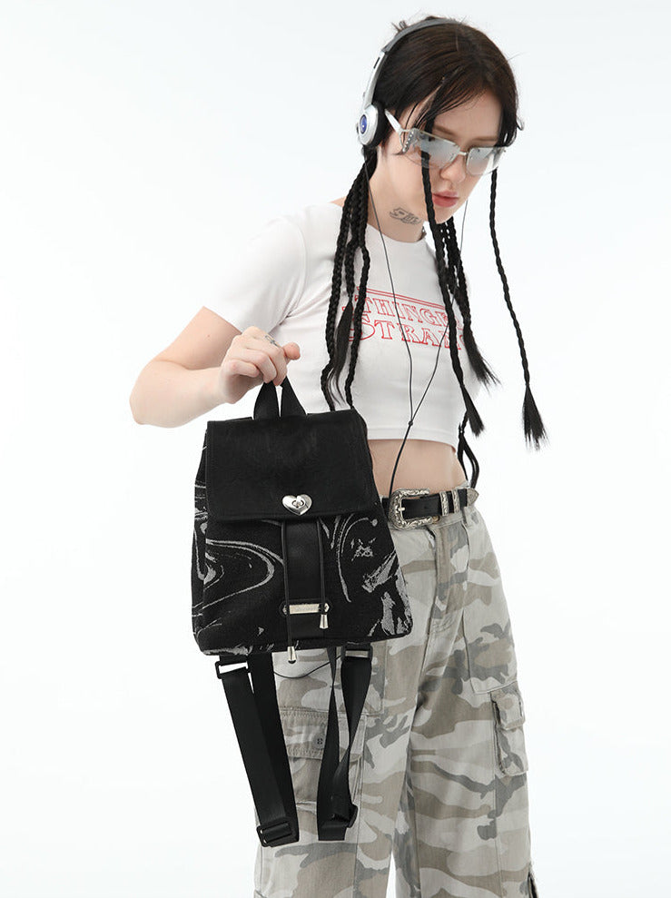 Y2k Cool American Denim Metal Buckle Backpack