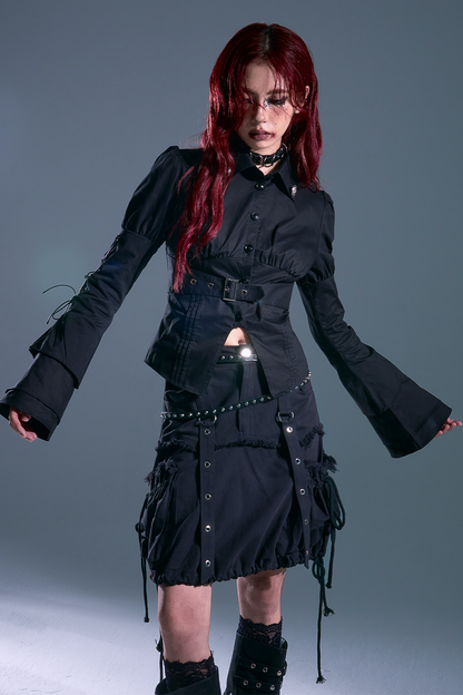 Gothic Lace Up Blouse