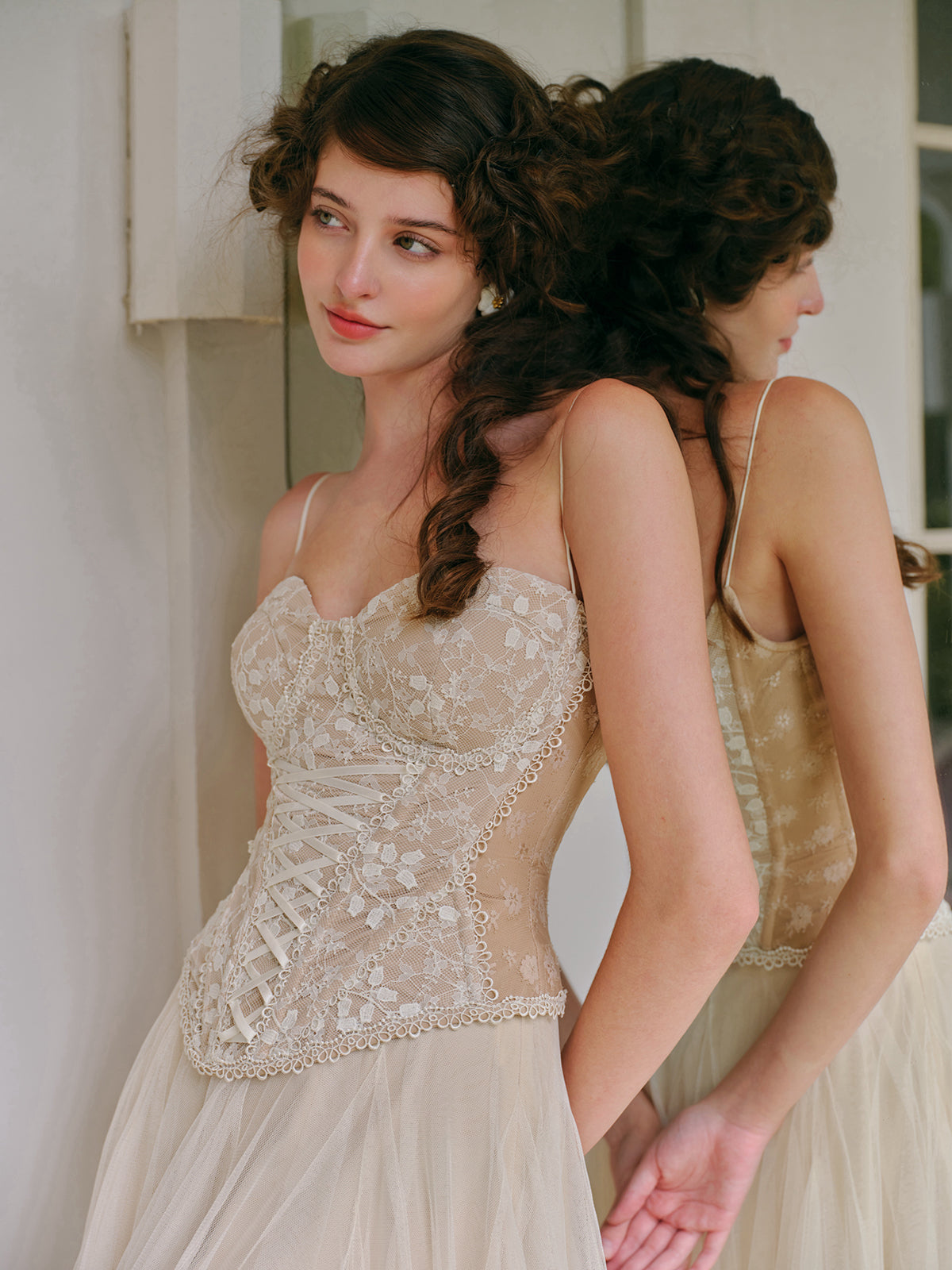 Lace Up Retro Camisole + Skirt