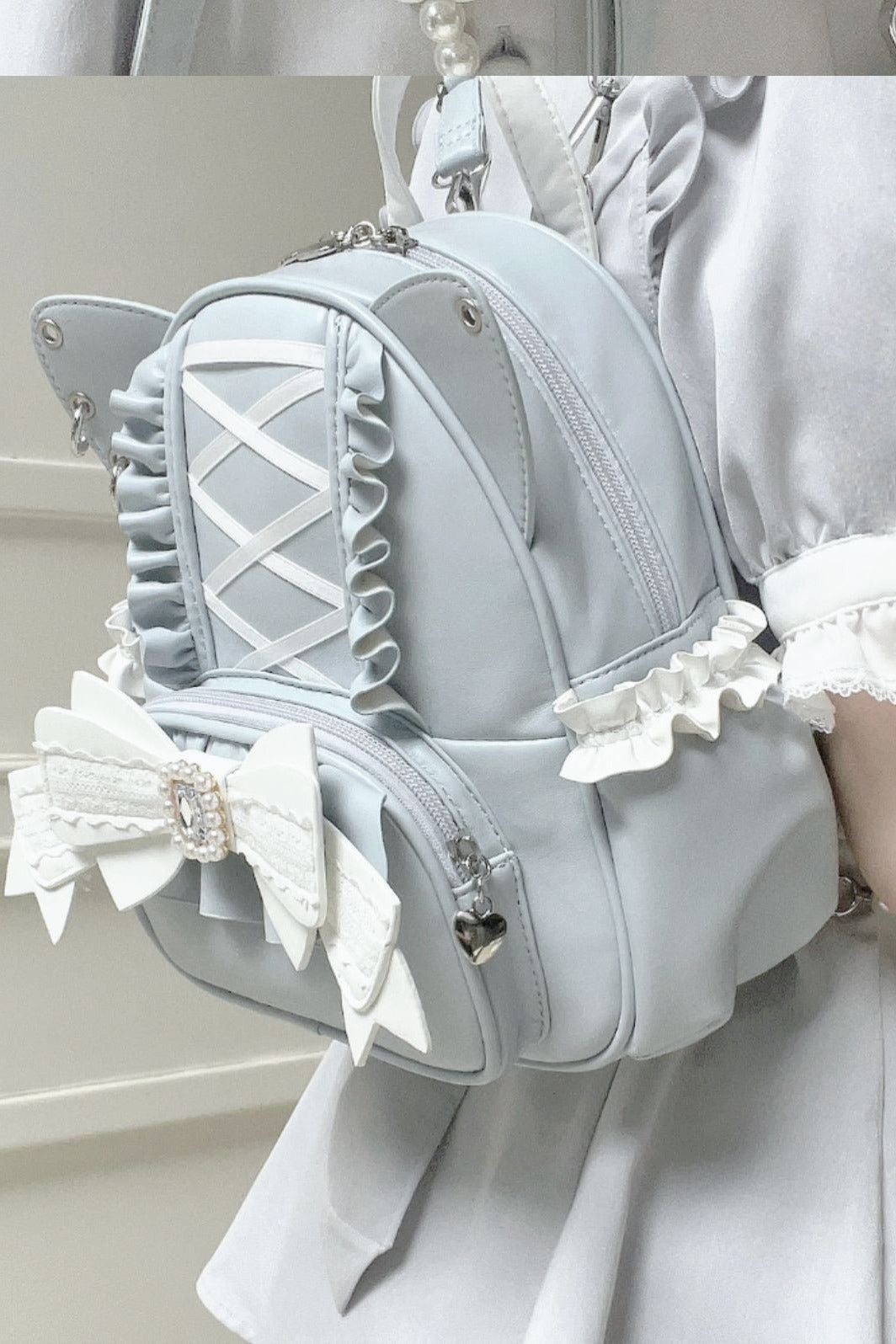 [pre-order] Cat Ear Jewel Ribbon Backpack