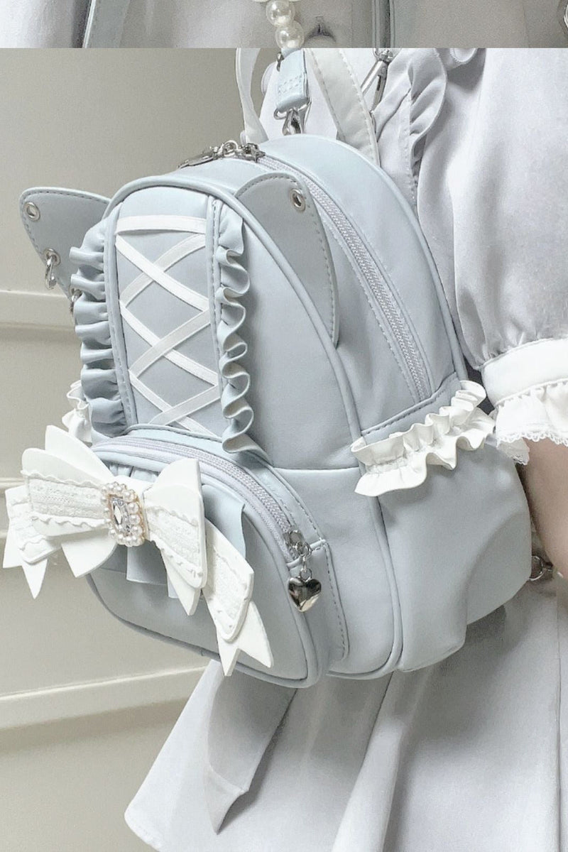 [pre-order] Cat Ear Jewel Ribbon Backpack