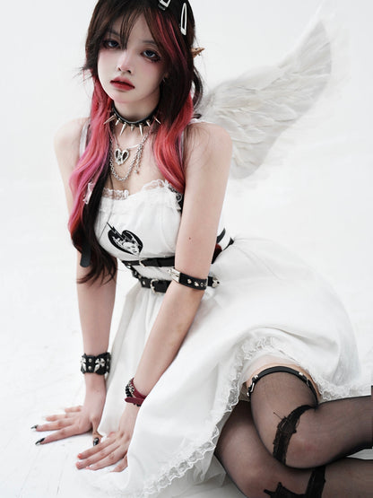 Dark Angel Lace Slip Dress + Belt Band