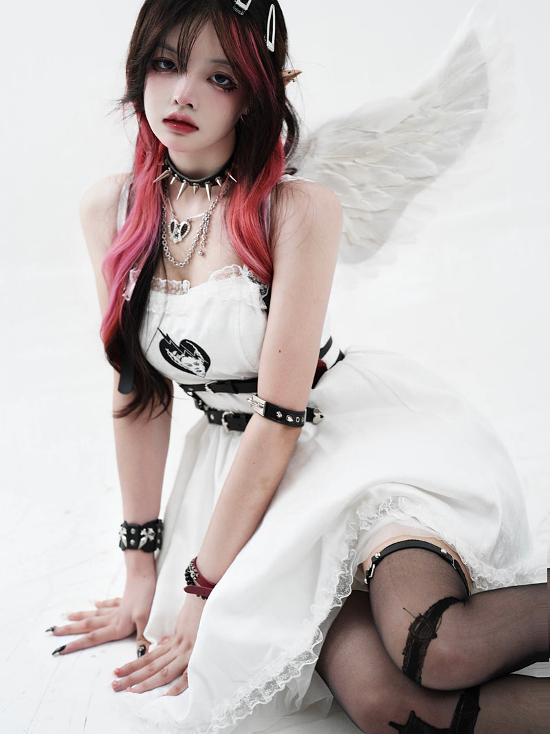 Dark Angel Lace Slip Dress + Belt Band