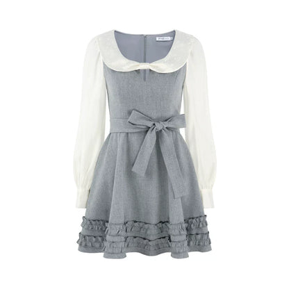 Faux Two Piece Grey Dress