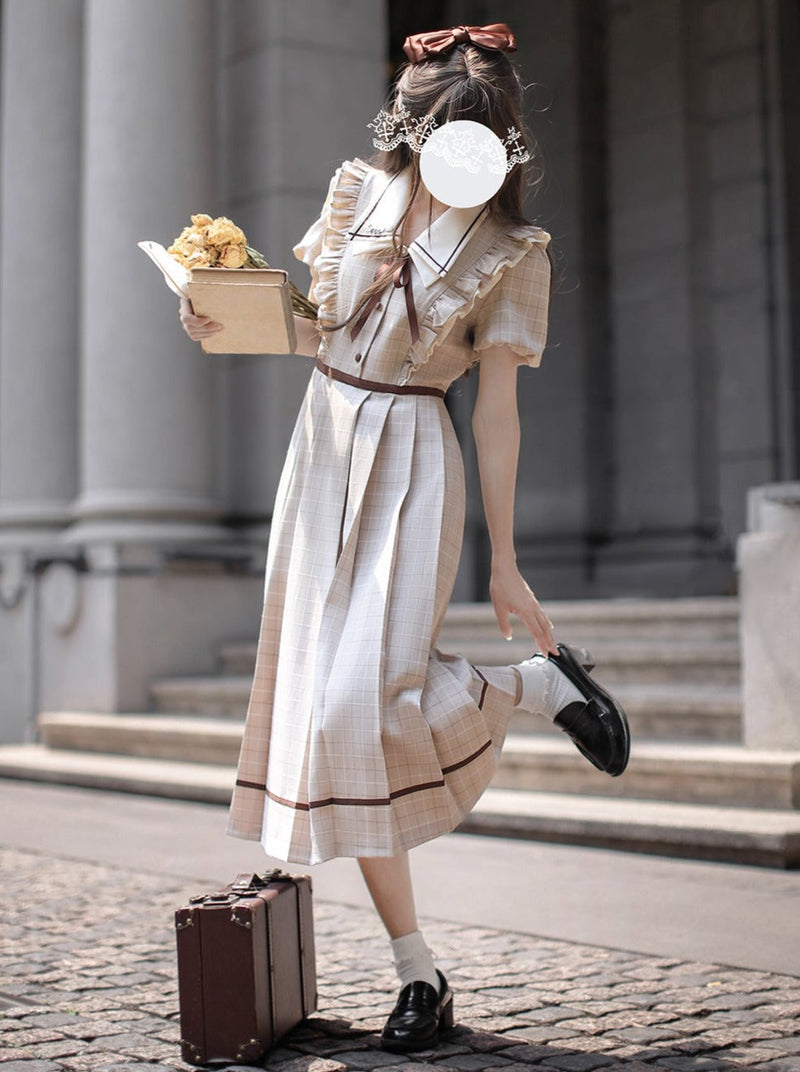 [pre-order] Ruffled Plaid Retro Dress