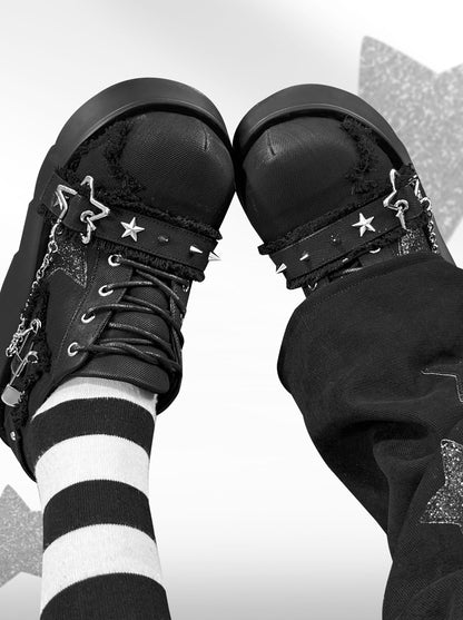 Denim Dark Platform Shoes