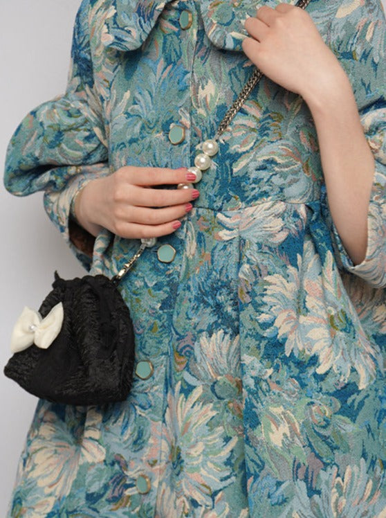 Pearl Ribbon Shoulder Chain Mini Bag