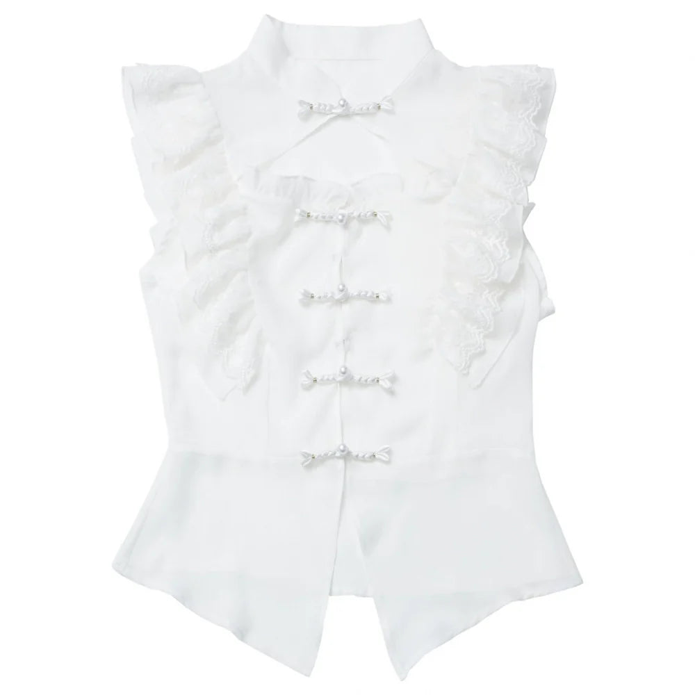 Light Smock Suspender Dress + Short Dress + China Design Sleeveless Top + Short Shirt + Pearl Accessories