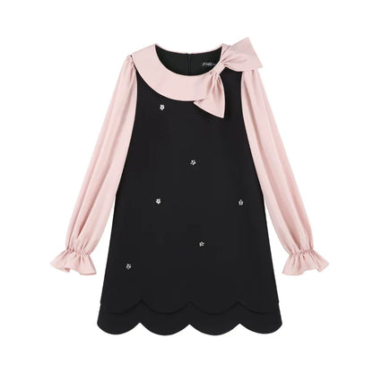 Black and Pink Patchwork Dress