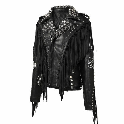 Rivets Leather Jacket