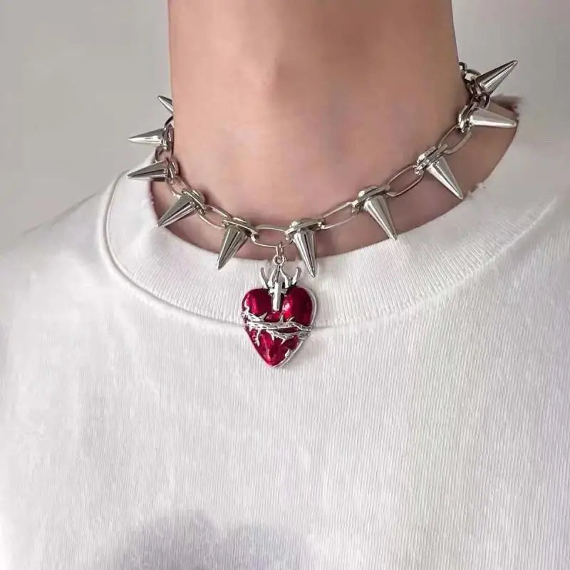 Punk Heart Pendant Silver