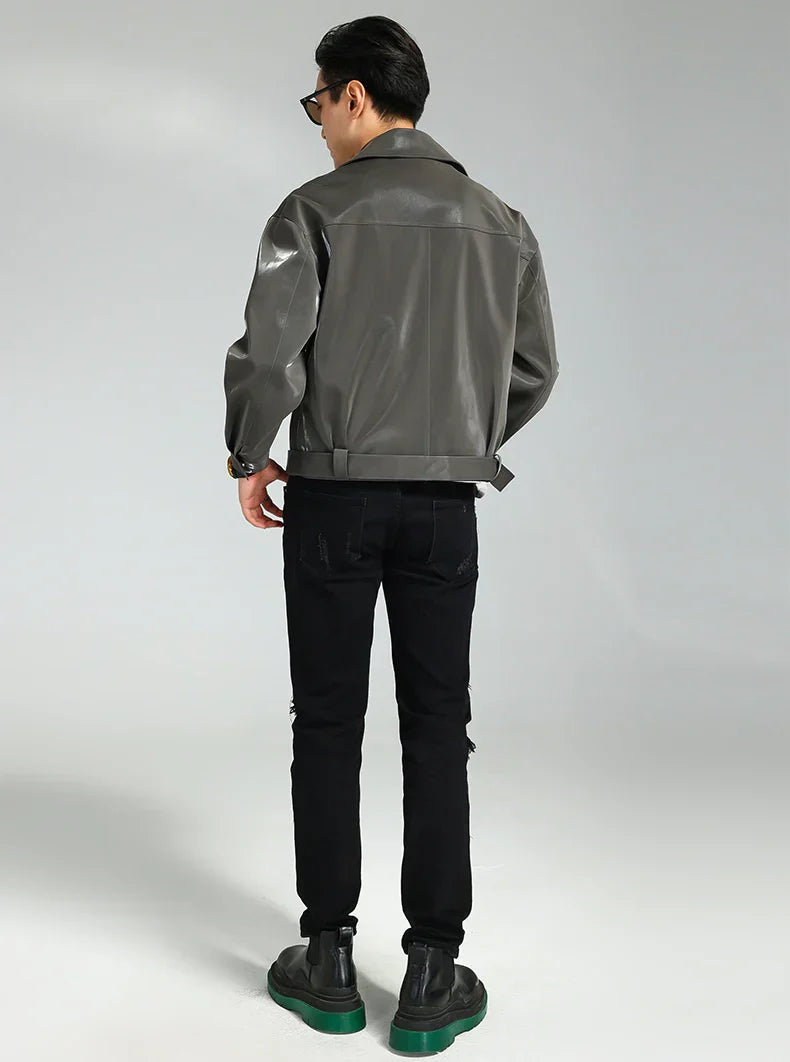 Shiny Leather Jacket Black