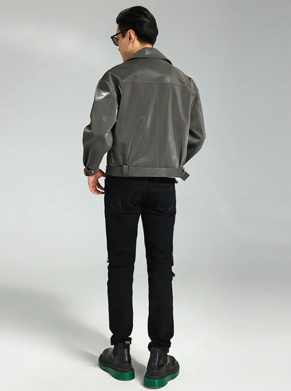 Shiny Leather Jacket Black