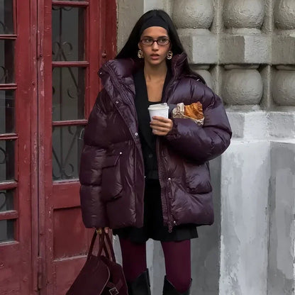 Winter Puffer Jacket Burgundy