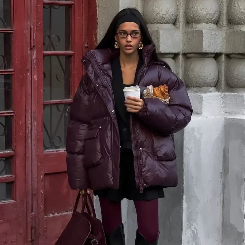 Winter Puffer Jacket Burgundy