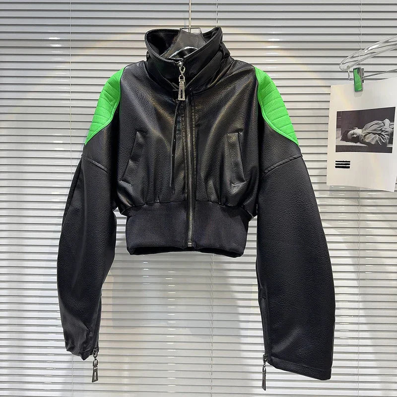 Short Leather Jacket Black