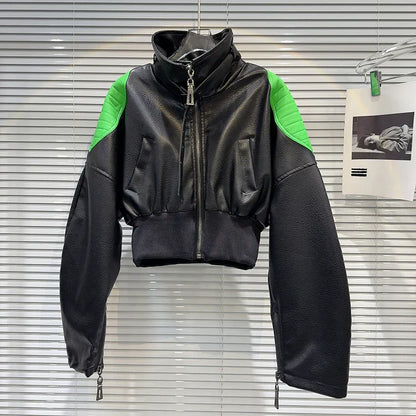 Short Leather Jacket Black