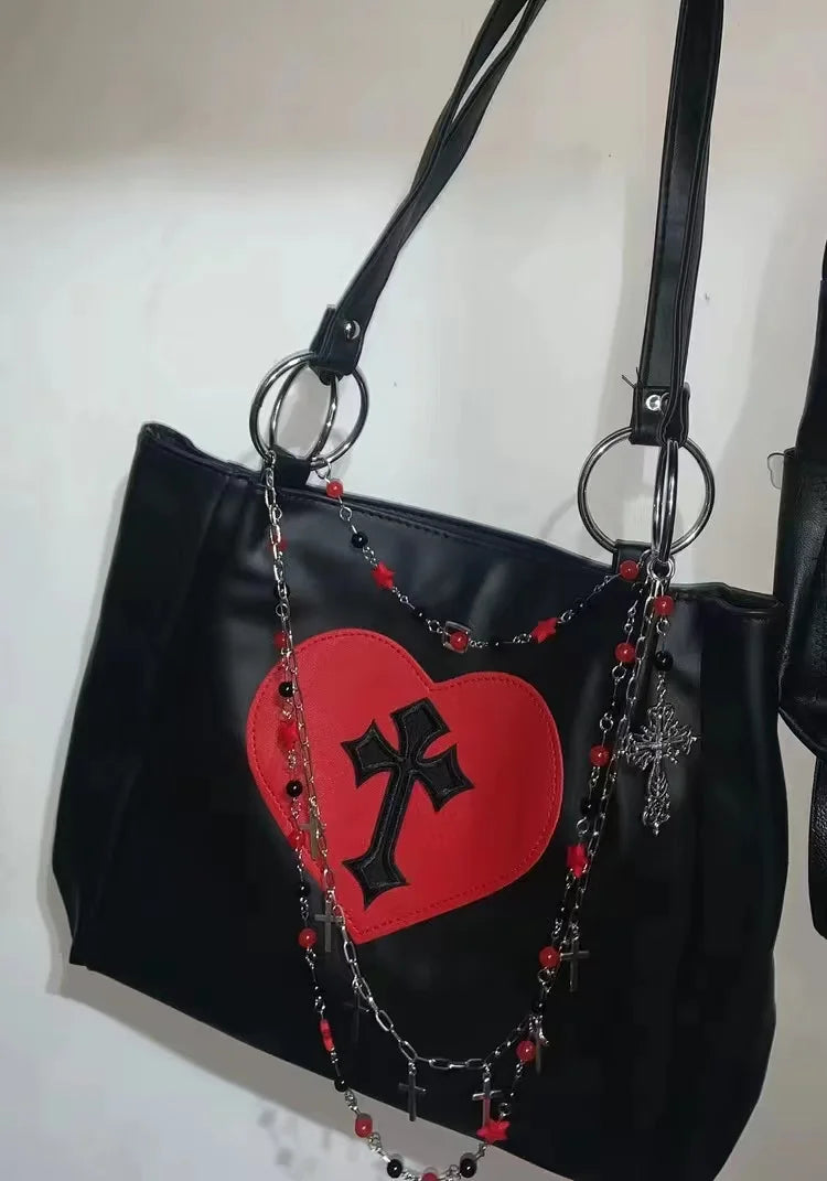 Gothic Leather Bag Black