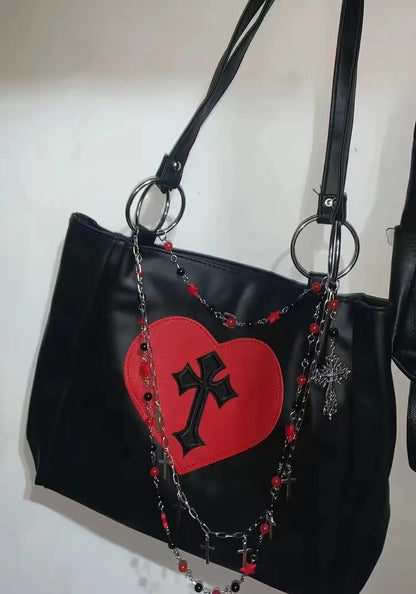 Gothic Leather Bag Black