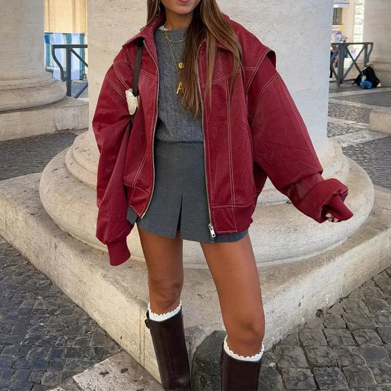 Leather Jacket Red